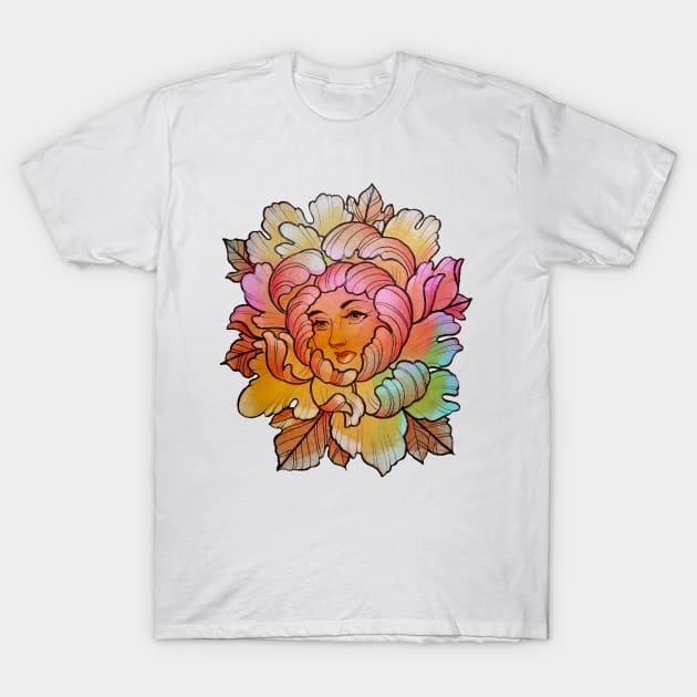 Lady Peony T-Shirt by NinjaSquirell